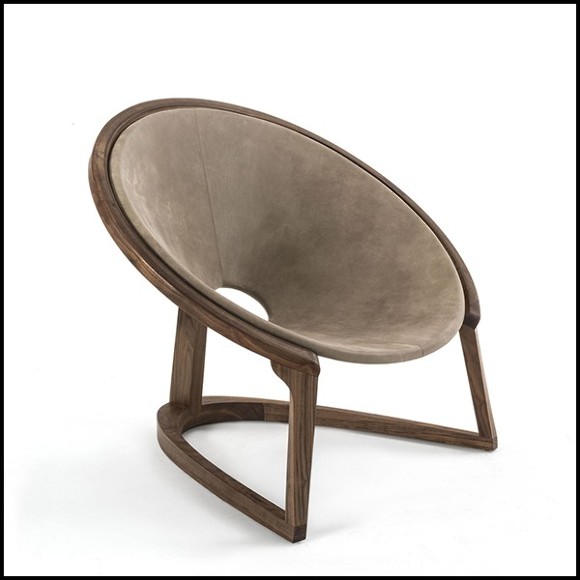 Armchair with Walnut and Genuine Leather 154-Eternity