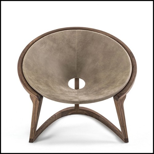 Armchair with Walnut and Genuine Leather 154-Eternity