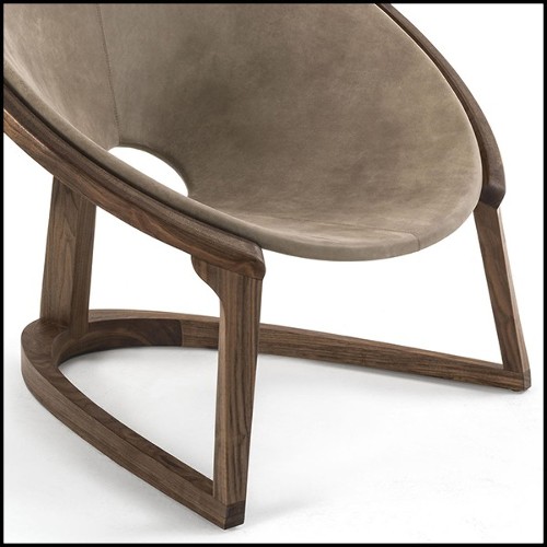 Armchair with Walnut and Genuine Leather 154-Eternity