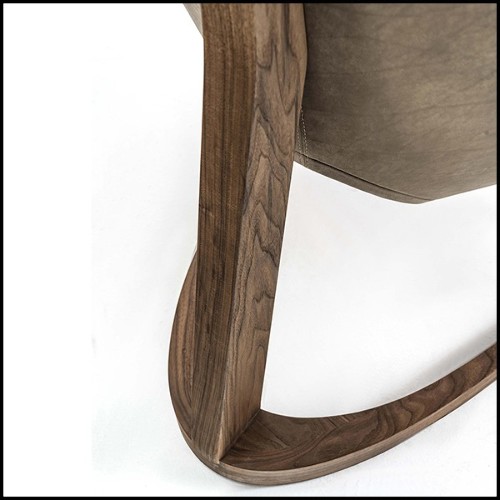 Fauteuil en noyer massif et cuir véritable 154-Eternity