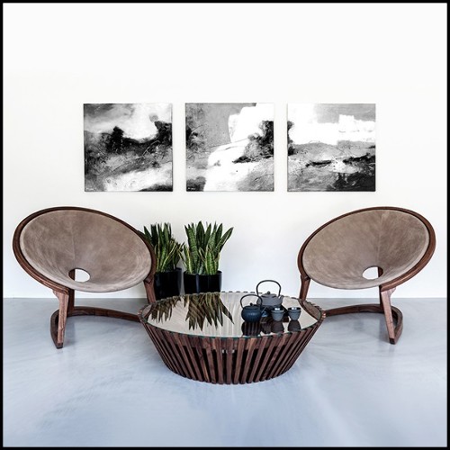 Armchair with Walnut and Genuine Leather 154-Eternity