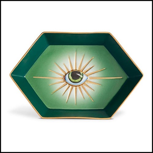 Vide-Poche in porcelain with resin details 172-Green Eye