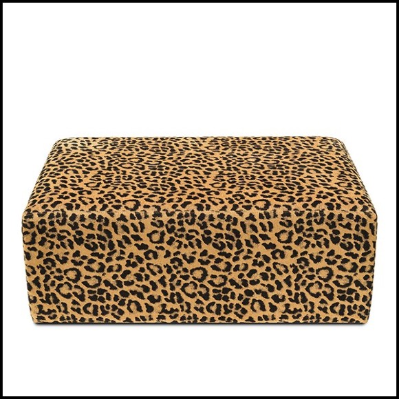 Pouf with wooden structure with leopard velvet 162-Leopard