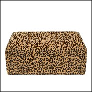 Pouf with wooden structure with leopard velvet 162-Leopard