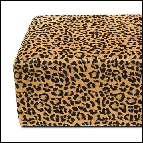 Pouf with wooden structure with leopard velvet 162-Leopard