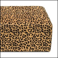 Pouf avec structure en bois avec tissu velours léopard 162-Leopard