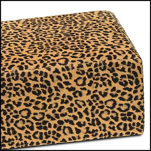 Pouf with wooden structure with leopard velvet 162-Leopard