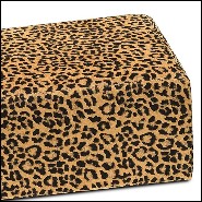 Pouf avec structure en bois avec tissu velours léopard 162-Leopard