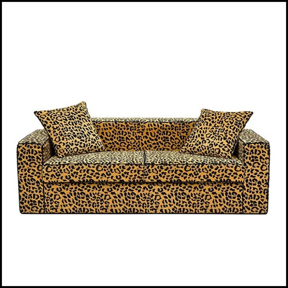 Sofa with wooden structure with velvet leopard fabric 162-Leopard 2 Seater