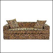 Sofa with wooden structure with velvet leopard fabric 162-Leopard 2 Seater
