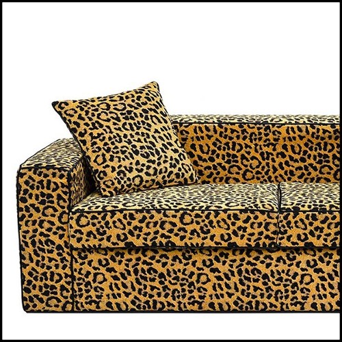 Sofa with wooden structure with velvet leopard fabric 162-Leopard 2 Seater