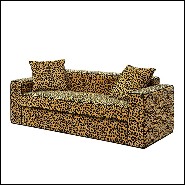 Canapé avec structure en bois et tissu velours léopard 162-Leopard 2 Seater