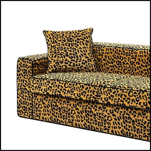 Sofa with wooden structure with velvet leopard fabric 162-Leopard 2 Seater