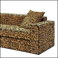 Canapé avec structure en bois et tissu velours léopard 162-Leopard 2 Seater