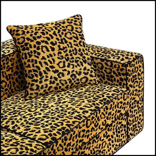 Sofa with wooden structure with velvet leopard fabric 162-Leopard 2 Seater