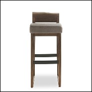 Stool in Solid Walnut Wood with Leather Seat 154-Norman