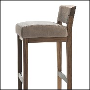 Stool in Solid Walnut Wood with Leather Seat 154-Norman