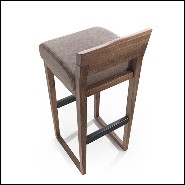 Stool in Solid Walnut Wood with Leather Seat 154-Norman
