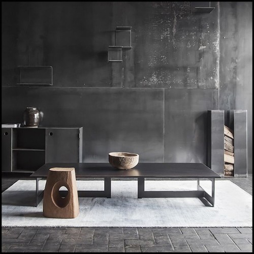 Table basse en acier foncé brut finition dark 147-Steel Framed