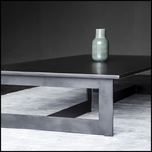 Table basse en acier foncé brut finition dark 147-Steel Framed