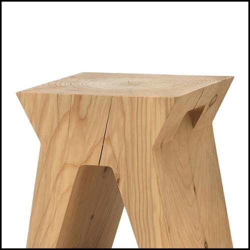 Stool made in a block of natural solid cedar trunk 154-Temple