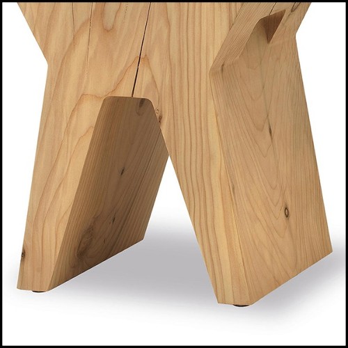 Stool made in a block of natural solid cedar trunk 154-Temple