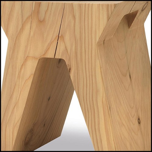 Tabouret fait dans un bloc de cèdre massif naturel 154-Temple