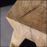 Stool made in a block of natural solid cedar trunk 154-Temple