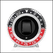 Watch Winder in aluminium in nickel finish 185-Black and Red Notched