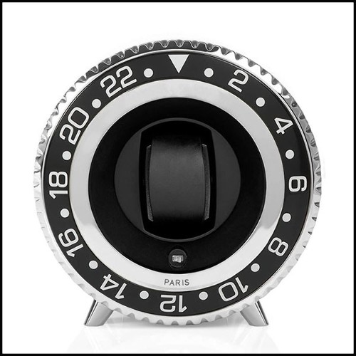 Watch Winder in aluminium in nickel finish 185-Black Notched