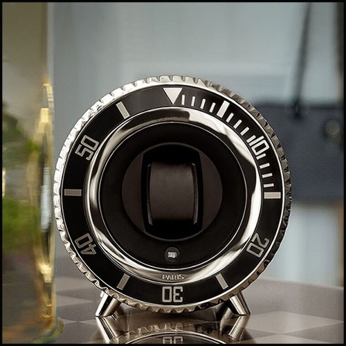 Watch Winder in aluminium in nickel finish 185-Black Notched
