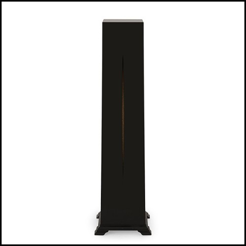 Colonne en bois massif sculpté à la main en finition laqué noir 119-Black Pillar