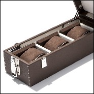 Box with brown cowhide leather and in polished nickel-plated brass 186-Luxury Triple Watch Brown or Blue or Redwine