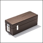 Boîte en cuir marron et détails en laiton nickelé poli 186-Luxury Triple Watch Brown or Blue or Redwine