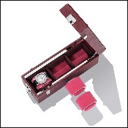 Boîte en cuir marron et détails en laiton nickelé poli 186-Luxury Triple Watch Brown or Blue or Redwine