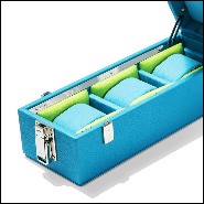 Box with turquoise leather in polished nickel-plated brass 186-Luxury Triple Watch Turquoise or Red