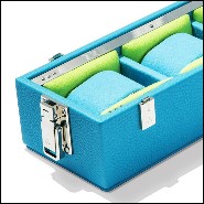 Box with turquoise leather in polished nickel-plated brass 186-Luxury Triple Watch Turquoise or Red