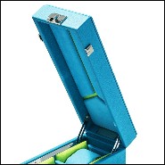 Box with turquoise leather in polished nickel-plated brass 186-Luxury Triple Watch Turquoise or Red