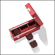 Box with turquoise leather in polished nickel-plated brass 186-Luxury Triple Watch Turquoise or Red