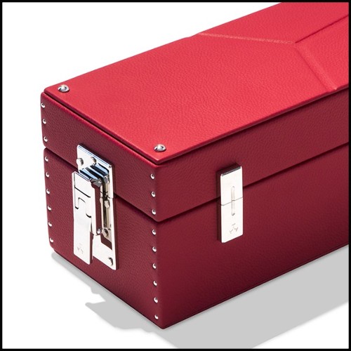 Box with turquoise leather in polished nickel-plated brass 186-Luxury Triple Watch Turquoise or Red