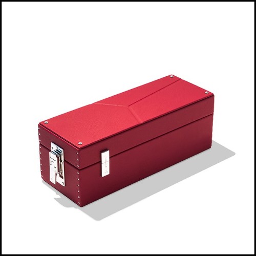 Box with turquoise leather in polished nickel-plated brass 186-Luxury Triple Watch Turquoise or Red