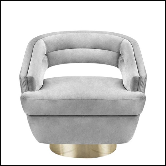 Armchair in solid wood with grey velvet fabric 157-Murray