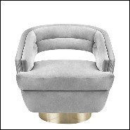 Armchair in solid wood with grey velvet fabric 157-Murray