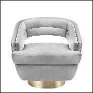 Fauteuil en bois massif avec tissu velours coloris gris 157-Murray