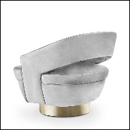 Fauteuil en bois massif avec tissu velours coloris gris 157-Murray