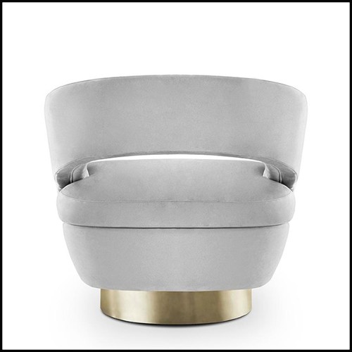 Armchair in solid wood with grey velvet fabric 157-Murray