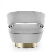 Fauteuil en bois massif avec tissu velours coloris gris 157-Murray