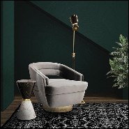 Fauteuil en bois massif avec tissu velours coloris gris 157-Murray