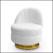 Armchair in solid wood with white velvet fabric 157-Stanford Swivel