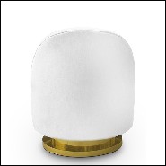 Armchair in solid wood with white velvet fabric 157-Stanford Swivel